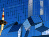 Kyoto Tower Reflected in Glass Walls of Kyoto Station, Kyoto, Kinki, Japan, Photographic Print by Oliver Strewe