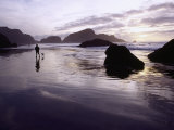 Person Walking Dog at Sunset, Cape Sebastian, OR Photographic Print by Jim Corwin