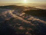 Aerial View of a Bridge over the Foggy Columbia River Photographic Print by Cotton Coulson