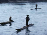 People Fishing from Bamboo Rafts, River Li, China Photographic Print