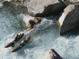 Raftsmen on a Twin Pontoon Cataraft Tackle Oygaing River Rapids Photographic Print by Dugald Bremner