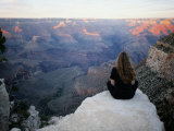 A Woman Looks out over the Spectacular Canyon Scenery Photographic Print by Al Petteway