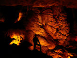 Person Silhouetted against the Limestone Formations of the Pipe Organ Photographic Print by Raymond Gehman