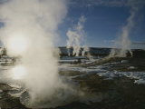 Upper Geyser Basin with Steam Rising, Yellowstone National Park Photographic Print by Norbert Rosing
