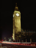View of the Famous Big Ben Clock Tower Illuminated at Night Photographic Print by Richard Nowitz