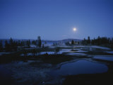 Full Moon Shines on the Geyser Basin of West Thumb Photographic Print by Norbert Rosing