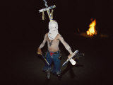 A White Mountain Apache Dances by Firelight in a Puberty Rites Ceremony Photographic Print by Paul Chesley