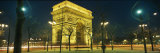 Night View of the Illuminated Arc De Triomphe in Paris Fotografisk tryk af Richard Nowitz