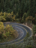 Aerial View of a Runner on a Winding Road in Oak Creek Canyon Photographic Print by John Burcham