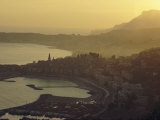 Town of Menton, France, on the Mediterranean, at Dusk Photographic Print by George F. Mobley