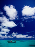 Tourists in Boat on Aitutaki Lagoon, Cook Islands, Pacific Photographic Print by Dallas Stribley