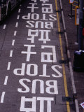 Bus Stop Markings at Wanchai, Hong Kong, China Photographic Print by Lawrence Worcester