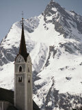 Church Tower and Ballunspitz Peak Seen from Galtur Region of Austria Photographic Print by Gordon Wiltsie