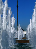 Fountains and Obelisk in Victory Park (Park Pobedy), Moscow, Russia Photographic Print by Jonathan Smith