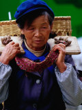 Portrait of Woman from the Naxi Minority at Market, Lijiang, China Photographic Print by Richard I'Anson