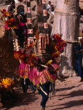 Masked Dancers Perform a "Funeral" Ceremony for a Departed Member of the Tirelli Village, Mali Photographic Print by Patrick Syder