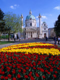 Karlskirche (Church) with Flower Bed in Foreground, Wieden, Vienna, Austria Photographie par Richard Nebesky
