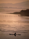 Bamboo Fishing Raft on Dawn Waters of Paoay Lake, Ilocos Norte, Philippines Photographic Print by John Pennock