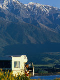 Woman Reading Map in Campervan with Mountain Behind, Kaikoura, New Zealand Photographic Print by Philip & Karen Smith