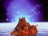 Mountain and Ocean in Space Lámina fotográfica por Ron Russell