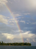 Rainbow in Sky after a Storm over a Palm Tree-Studded Island Photographic Print by Wolcott Henry
