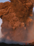 Scientists are Dwarfed by a Massive Cloud of Ash Spewing from Etna Photographic Print by Peter Carsten