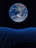 Earth Floating Above a Grid Photographie par Ron Russell