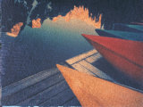 Canoes Tips on Dock Photographic Print by Kevin Law
