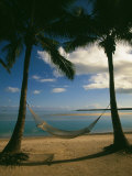 Palms and Hammock, Aitutaki, Cook Islands Photographic Print by Walter Bibikow