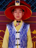 Portrait of Boy in Traditional Manchurian Costume, Chengde, China Photographic Print by Keren Su