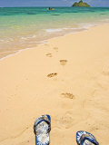 Sandals and Footprints at Midday, Lani Kai, HI Photographic Print by Tomas del Amo