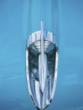 Chrome Decoration on Blue Car Hood Photographie