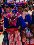 Young Flower H'Mong Girls at Sunday Market, Bac Ha, Vietnam Photographic Print by Mason Florence