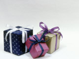 Three wrapped Christmas presents Stampa fotografica di Everett Johnson