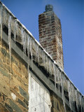 Rows of Sharp Icicles Line the Roof of an Old Mill Building, Pierce Mill in Rock Creek Park Photographic Print by Stephen St. John