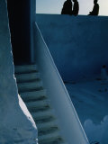 Men Sitting on Wall with Staircase, Asilah, Morocco Photographic Print by Jeffrey Becom