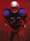 Portrait of an American Football Player Standing in a Tackle Pose Photographic Print