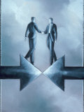 Executives Shaking Hands at Arrows Photographic Print by Karen Stolper