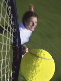 High Angle View of a Man Hitting a Tennis Ball Photographic Print