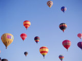 Colorful Hot Air Balloons in Sky, Albuquerque, New Mexico, USA Fotografie-Druck
