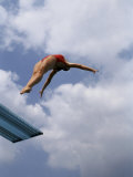 Female Diver in Pink Bathing Suit Photographic Print