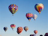Colorful Hot Air Balloons in Sky, Albuquerque, New Mexico, USA Lámina fotográfica