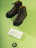 Boots with a Map and a Compass Photographic Print