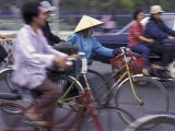 Street Crowded with Bicycles and Motorbikes, Saigon, Vietnam Photographic Print by Keren Su