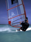Windsurfing at Malmok Beach, Antigua, Caribbean Photographic Print by Greg Johnston