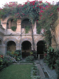 Courtyard of the Camino Real Oaxaca Hotel, Bougainvillea and Garden, Mexico Photographic Print by Judith Haden