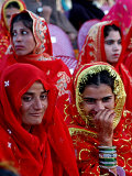 Two Pakistani Brides, Smile During a Mass Wedding Ceremon Photographic Print