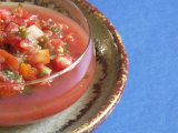 Dish with Salsa on Blue Background Photographic Print by Carol & Mike Werner