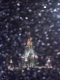 Moscow State University is Illuminated During a Rare Snow Fall This Winter Season Photographic Print