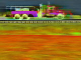 Tracking a Speeding Semi on Highway Lámina fotográfica